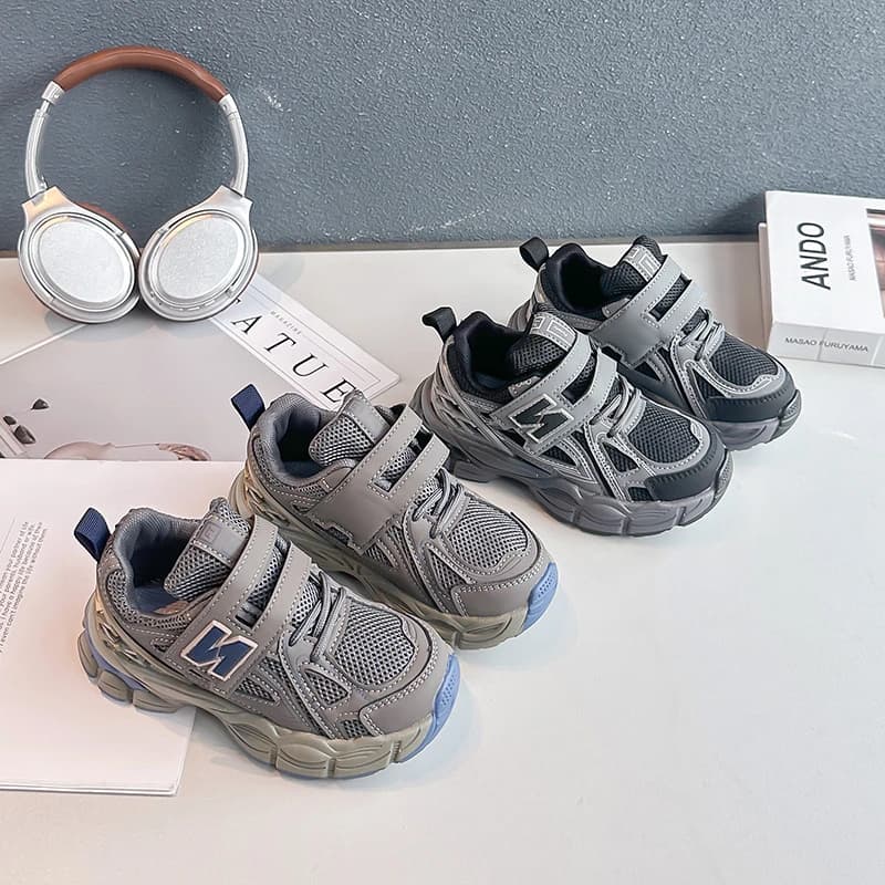 Toddler Kids Chunky Platform Sneakers Breathable Mesh Velcro Strap Non Slip Rugged Thick Sole Lightweight Hiking Sport Shoes