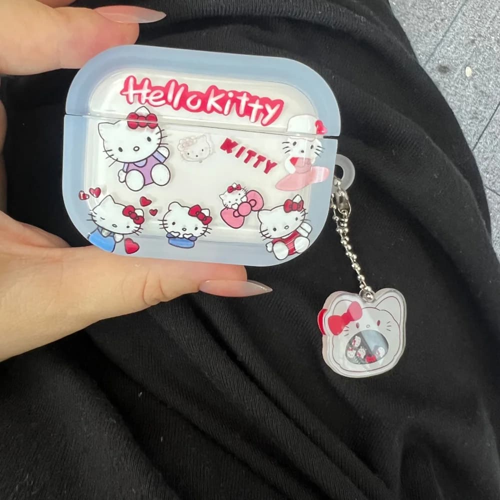 Cute Hello KT Cat Cover for AirPods Pro3 Cartoon Earphone Case for Airpods Pro2 Pro 4 3 2 1 Protective Cover with Keychain