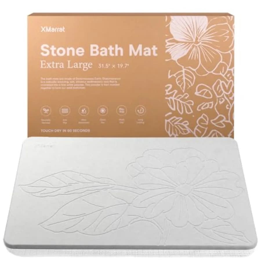 Tappetino da Bagno in Pietra Extra Large 31.5'' x 19.7'' in Terra Diatomacea Antiscivolo Super Assorbente