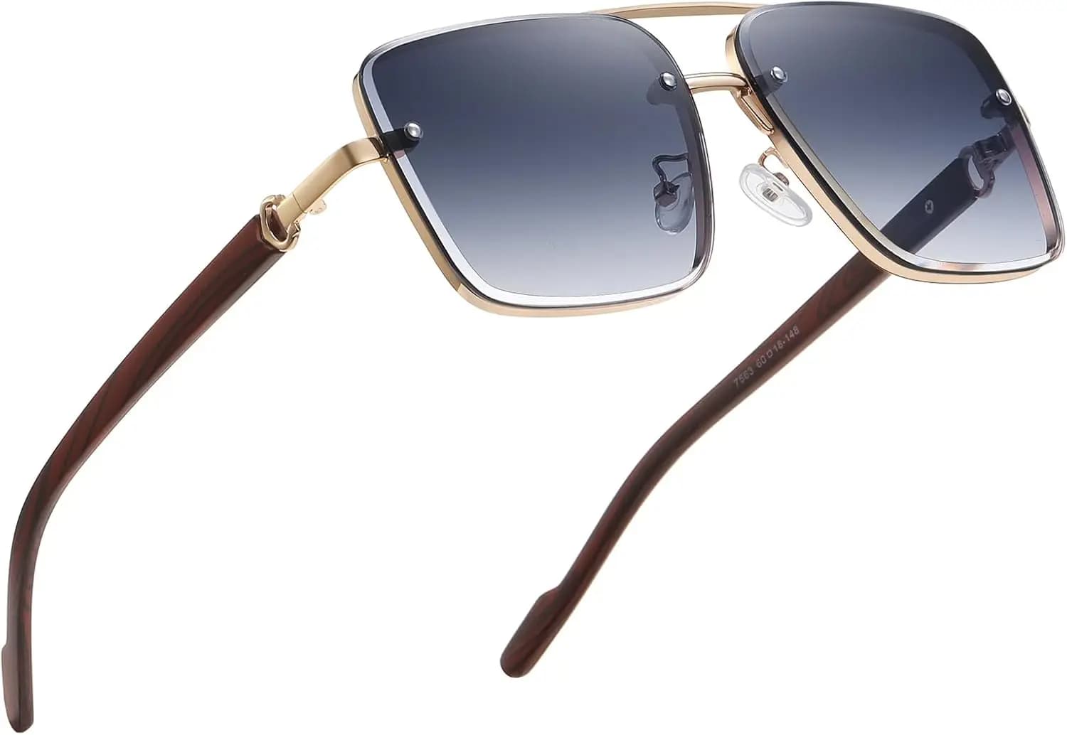 Occhiali da Sole Classici Quadrati da Uomo, Montatura Dorata con Protezione UV400, Occhiali alla Moda
