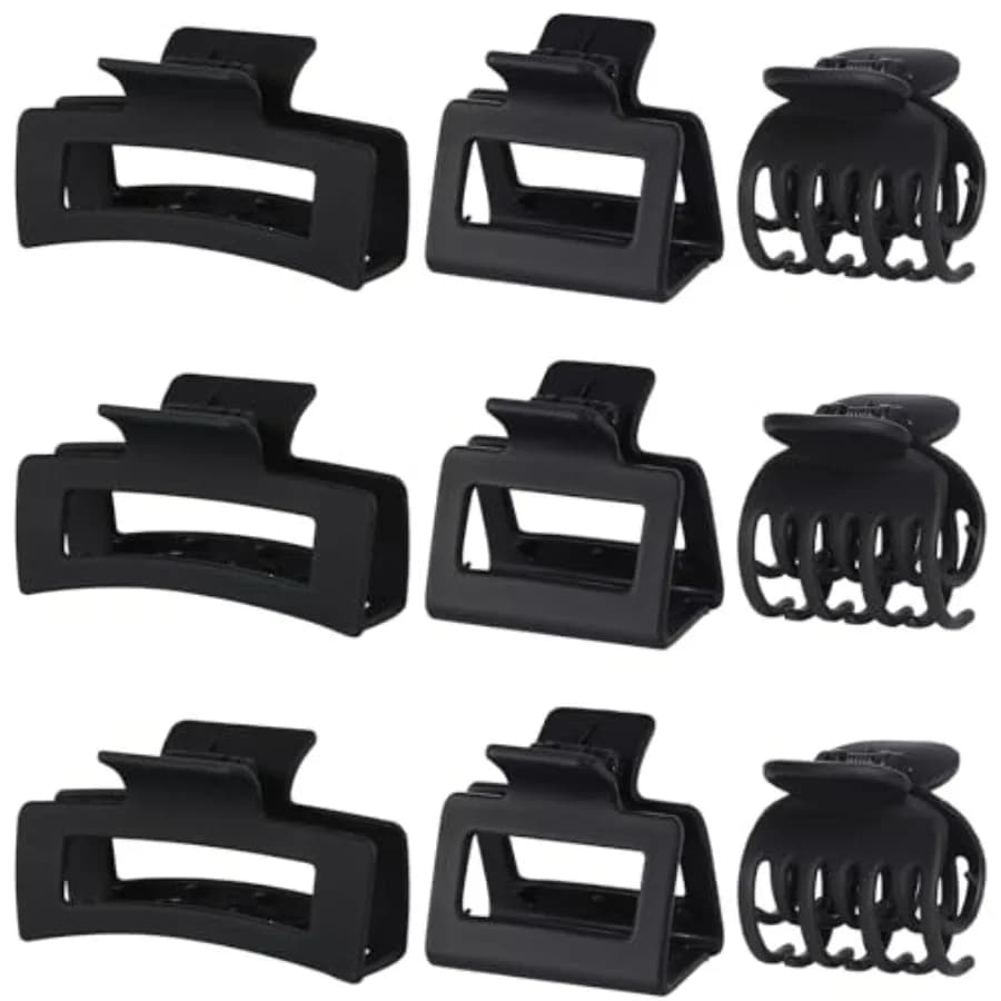 3 Style Hair Claw Clips 9 pcs Medium Claw Clips Hair Clips for Women Rectangle Claw for Thick Hair Square Hair Clips for Thin H
