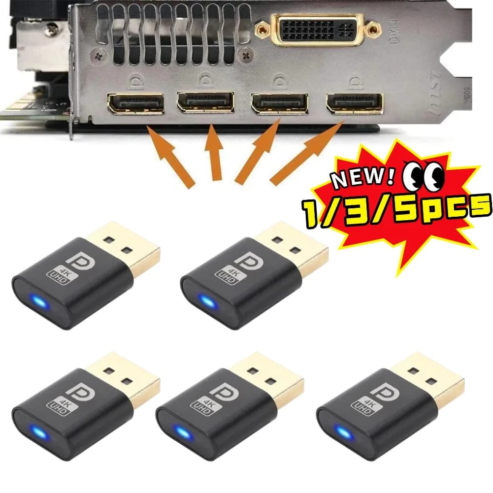 1/3/5pcs DP Adattatore Display Virtuale 4K HDMI Dummy Plug DP VGA DVI Mini DP Display Emulatore per PC Desktop Accessori