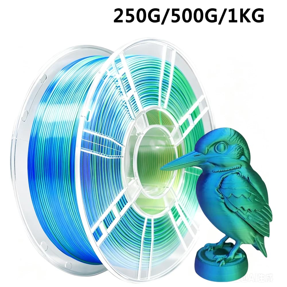 Dual Color PLA Silk Blue green 3D Printer Filament 200g 500g 1Kg Two Color 1.75mm silk for 3D Printing Material vacuum packaging