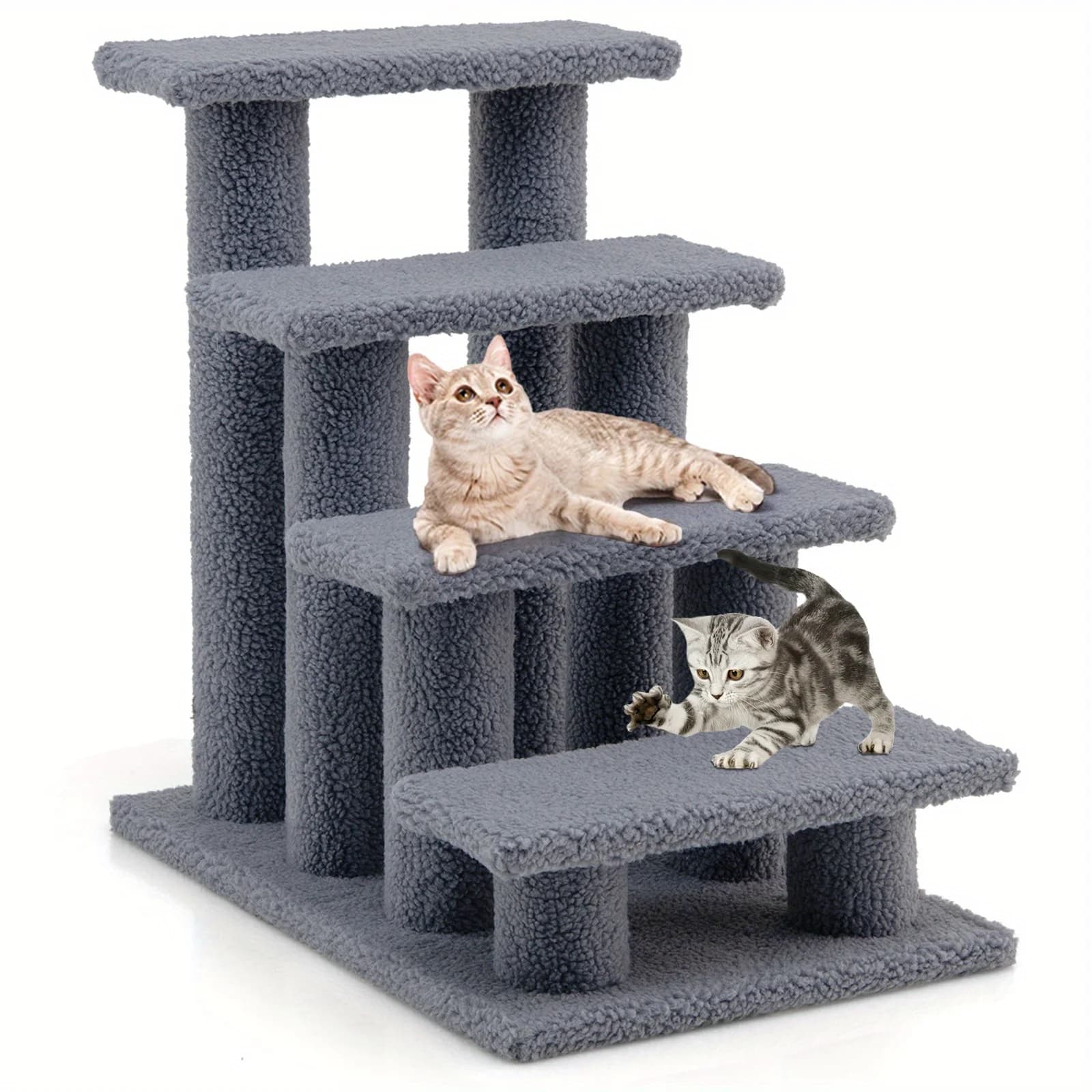 Homasis Scala per Animali Domestici a 4 Gradini da 24 Pollici, Rampa con Tappeto, 8 Tiragraffi, Albero per Gatti