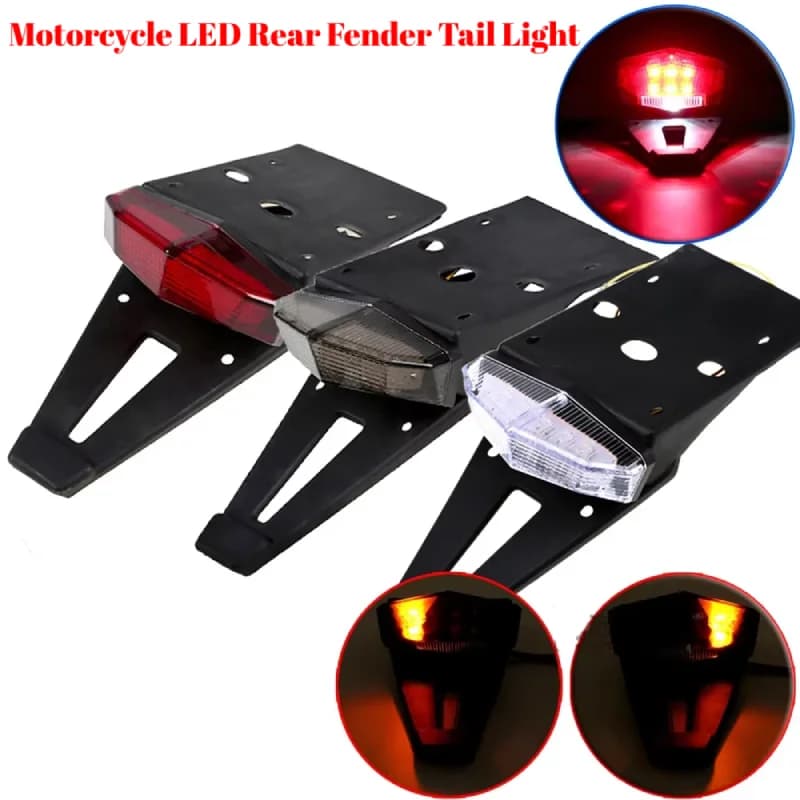 LED rear light for motorcycle rear fender Lights stop brake bracket Universal plate 12V for road bike scooter