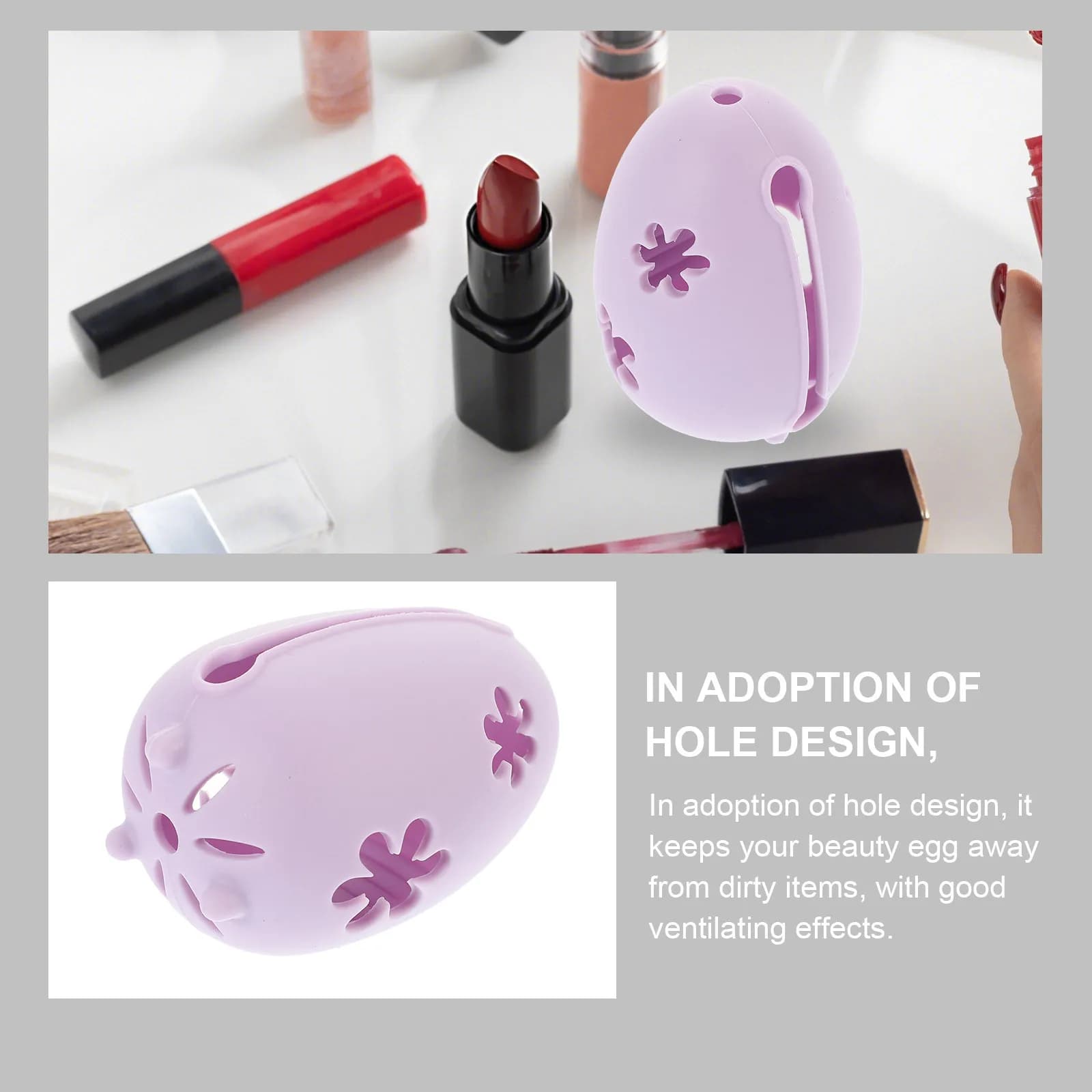 Porta Spugna Trucco in Silicone Traspirante, Custodia Portatile Riutilizzabile per Blender e Contenitore Organizer a Forma di Uovo