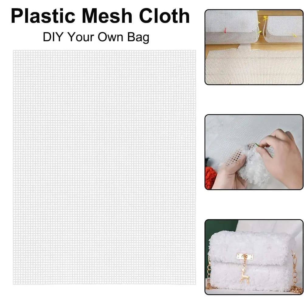Accessori per Borse, Rete in Plastica Durevole, Tessuto a Rete Nero e Bianco 33x50CM, Filato Acrilico per Lavori a Maglia