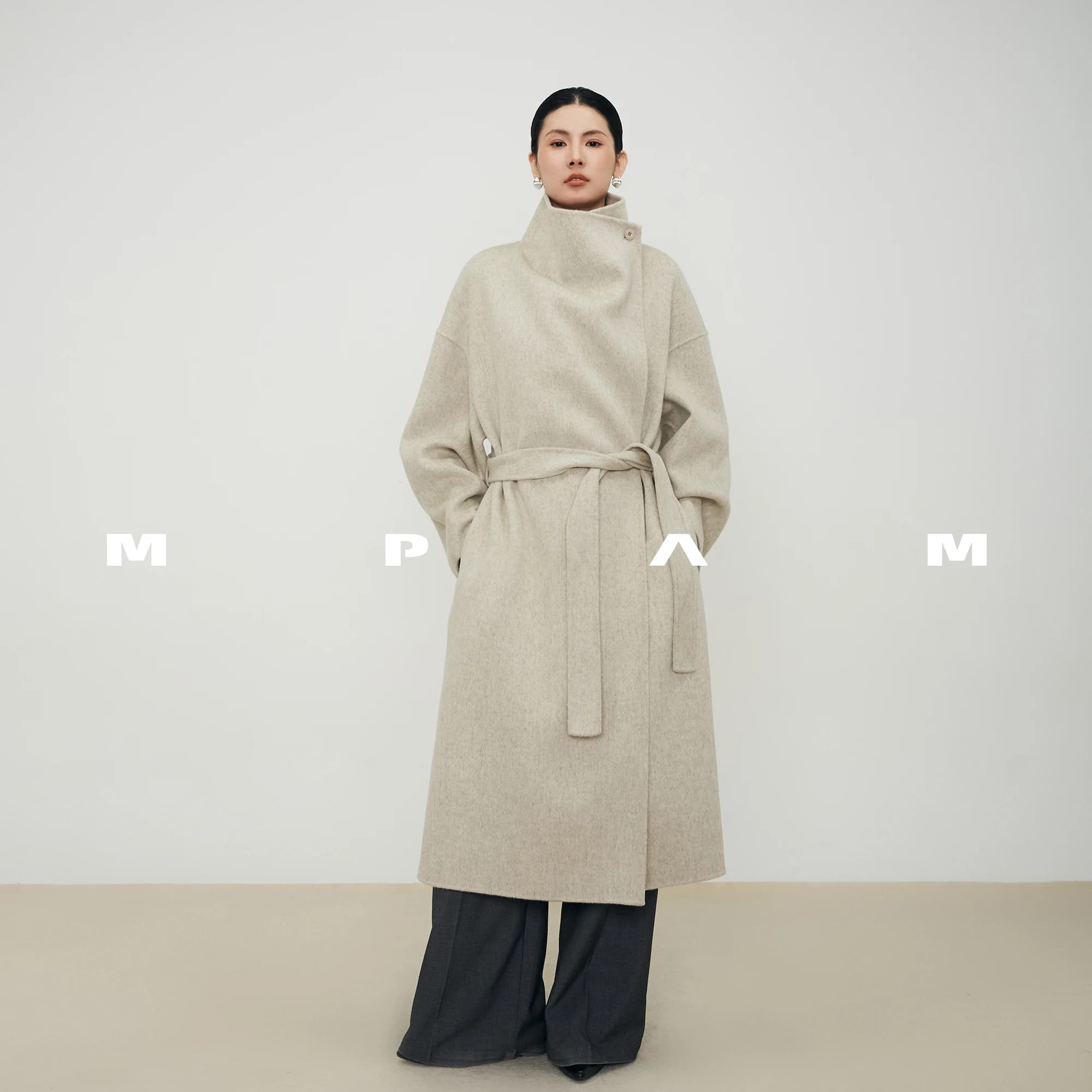 Mpam High-Quality 2026 New Wool Coat for Women, Loose Wrap-Style Mid-Length Coat 938