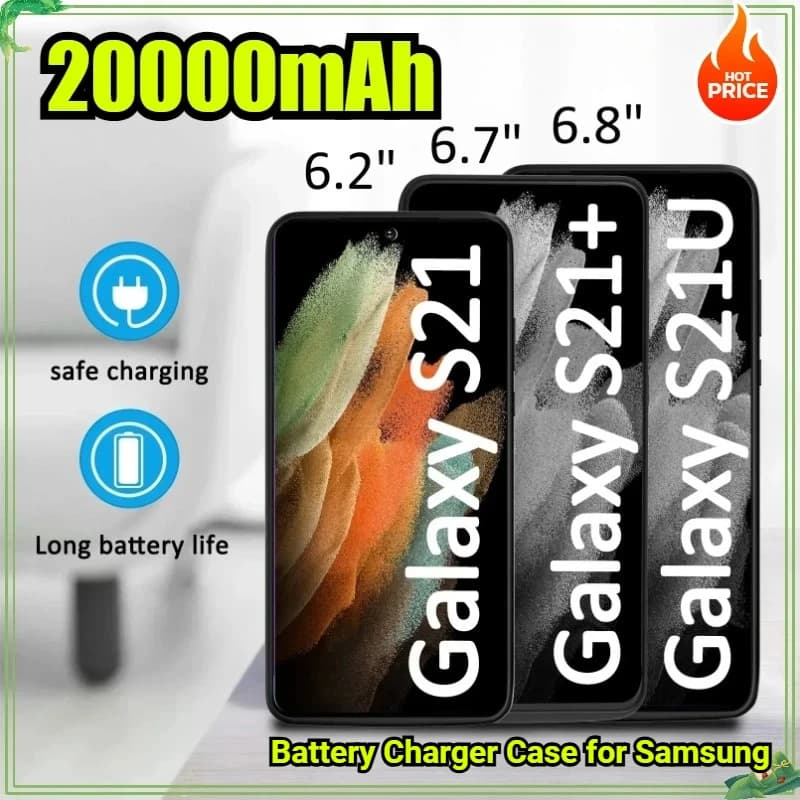 Custodia per caricabatteria da 20000 mAh per Samsung Galaxy S21 S22 Plus Custodia per batteria PowerBank ultra ricarica