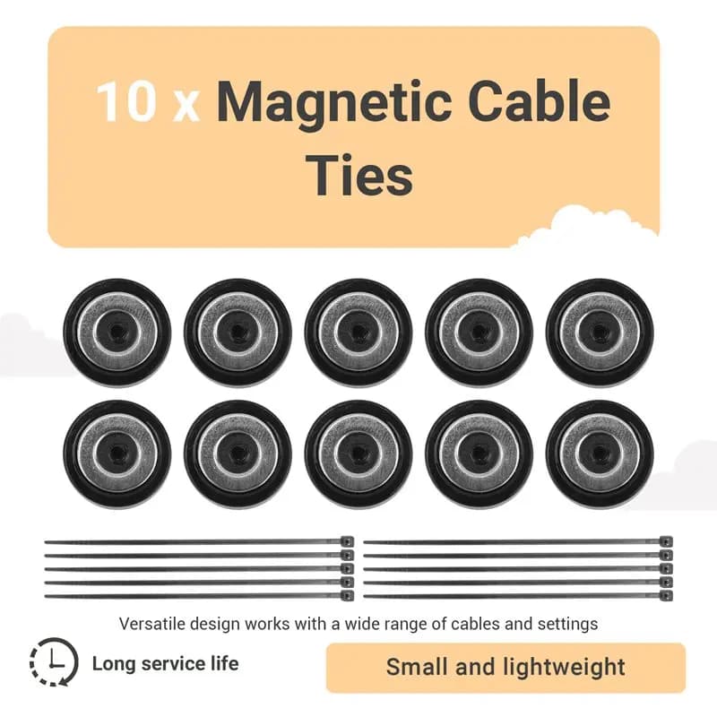 【MARKETING】 Base per fascette in nylon con supporto per fascette magnetiche da 10 pezzi con fissaggio stabile del filo Supporto per fascette per cavi con cerniera per sedile Nero