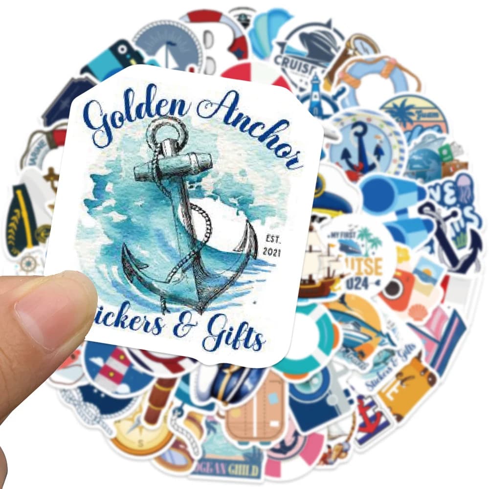 10/30/62pcs Cartoon Ocean World Stickers Blue Sea Sailing Cruise Ship Graffiti Decals Notebook Phone Luggage Sticker Decoration