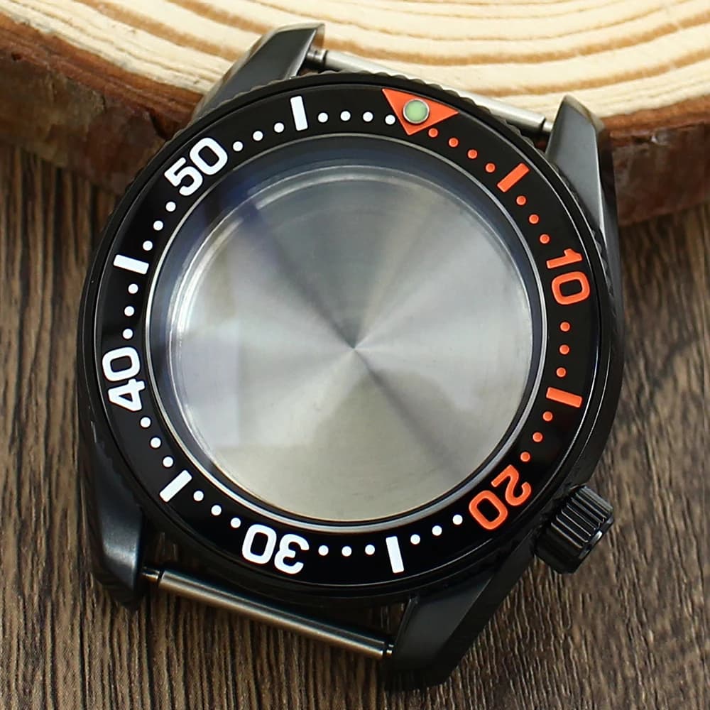 Men's Watch Case 42mm Black Sapphire Glass for Changes Seiko NH35 NH36 NH34 Movt SPB185/SPB187J1, Watches Replacement Parts, 3.8 Hour Crown
