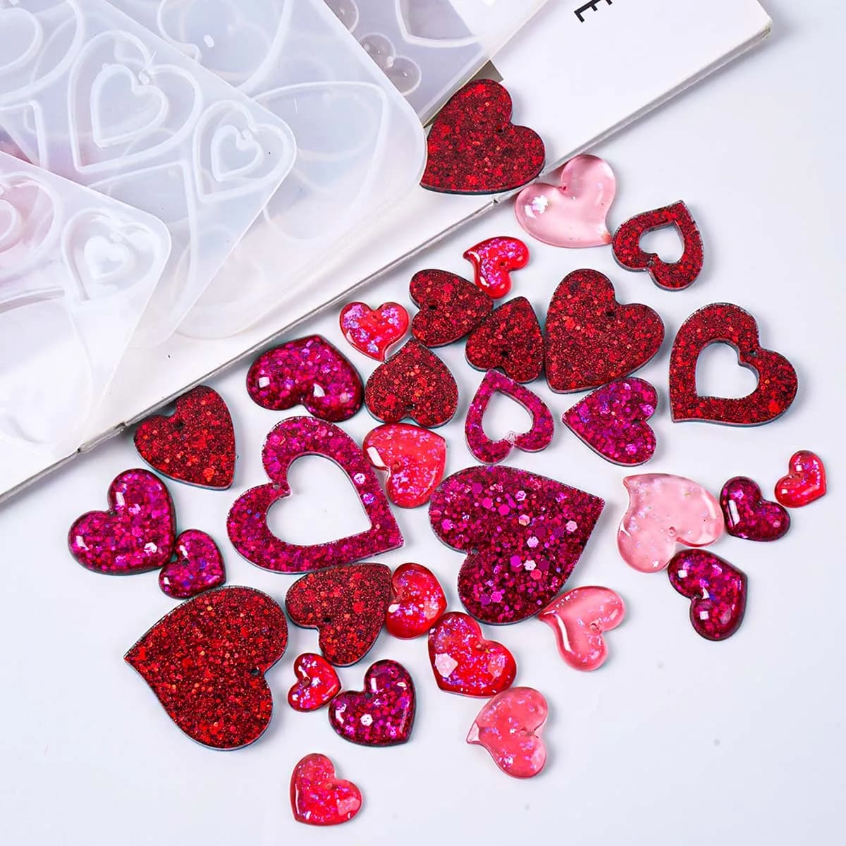 Stampo in Silicone per Ciondolo a Cuore Fai-da-Te per San Valentino, Stampo in Resina Epossidica per Collane, Portachiavi, Gioielli, Orecchini, Regali Artigianali