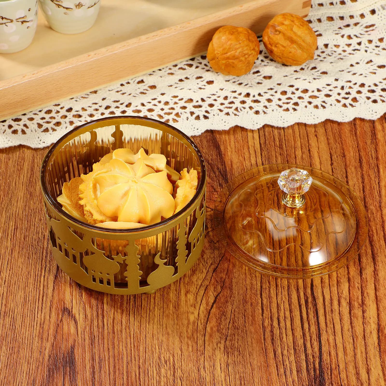 Vassoio per Snack e Dolci in Stile Arabo Mediorientale, Vassoio in Ferro Dorato e Plastica per Servire Frutta Secca e Dessert, Piatto per Ramadan ed Eid Mubarak