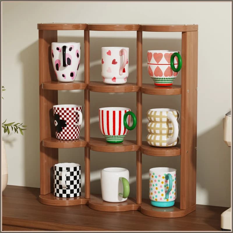 9 Grid Desktop Cup Holder Multi-layer Storage Rack Household Office Desk Kitchen Cup Organizer Tabletop Storage Shelf