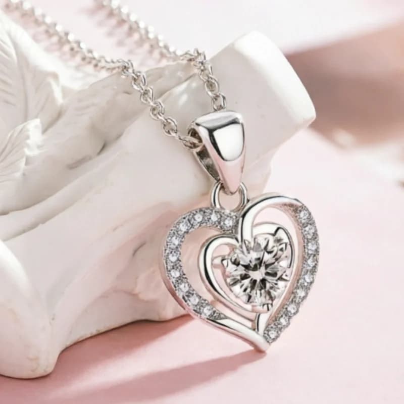CAOSHI Collana con Ciondolo Elegante per Matrimonio, Gioielli Classici Color Argento, Regali per Anniversario, Accessori con Zirconia Cubica per Donne