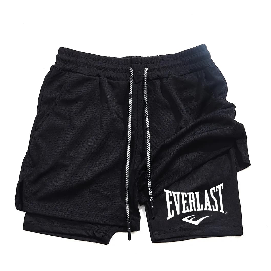 EVERLAST Pantaloncini da uomo di marca alla moda, comodi pantaloncini estivi ad asciugatura rapida, abbigliamento sportivo, palestra, jogging, allenamento, fitness da uomo, pantaloncini 2 in 1