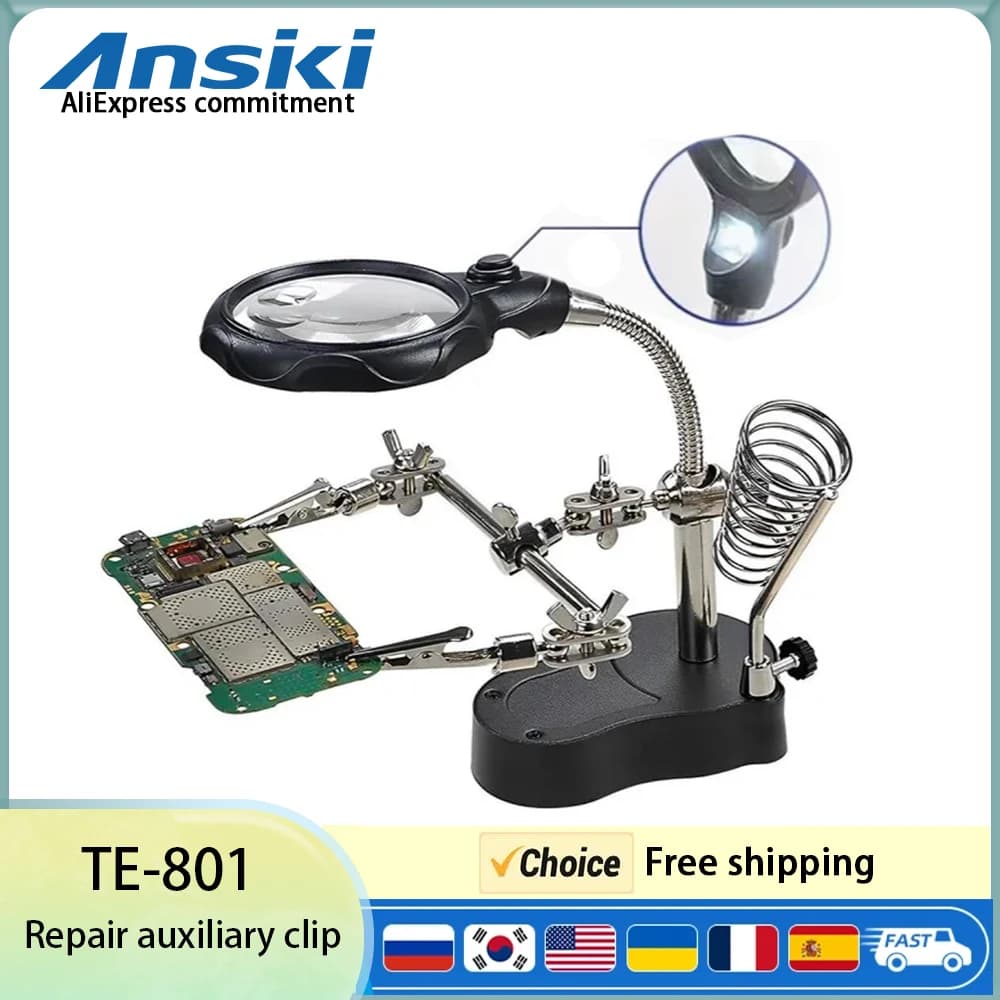 TE-801 saldatura Clip ausiliaria lente d'ingrandimento saldatore elettrico circuito saldatura ferro lente d'ingrandimento strumenti staffa