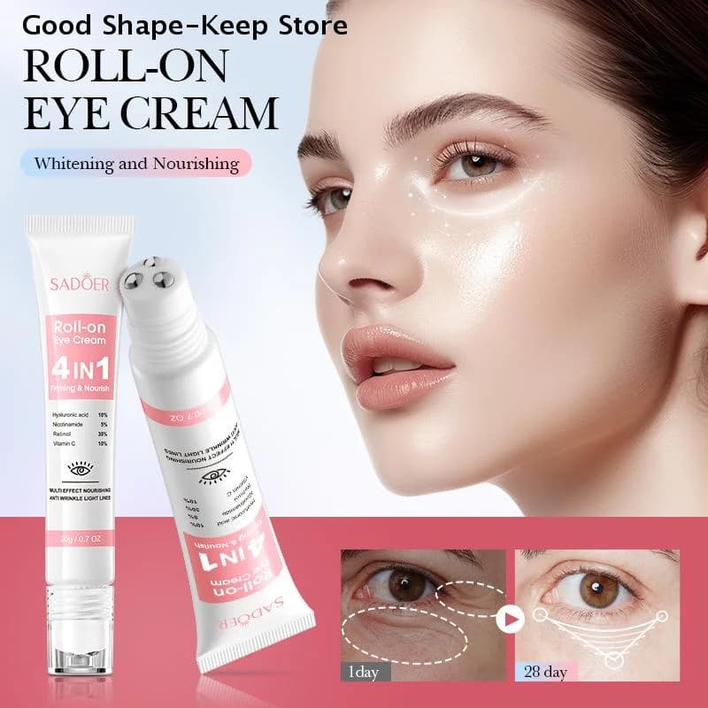 1Pc SADOER Serum Contour Eyes 4-in-1 Roll-on Hydrating Cream for Eyewear and Bags Under Eyes Nutrient Skin Care