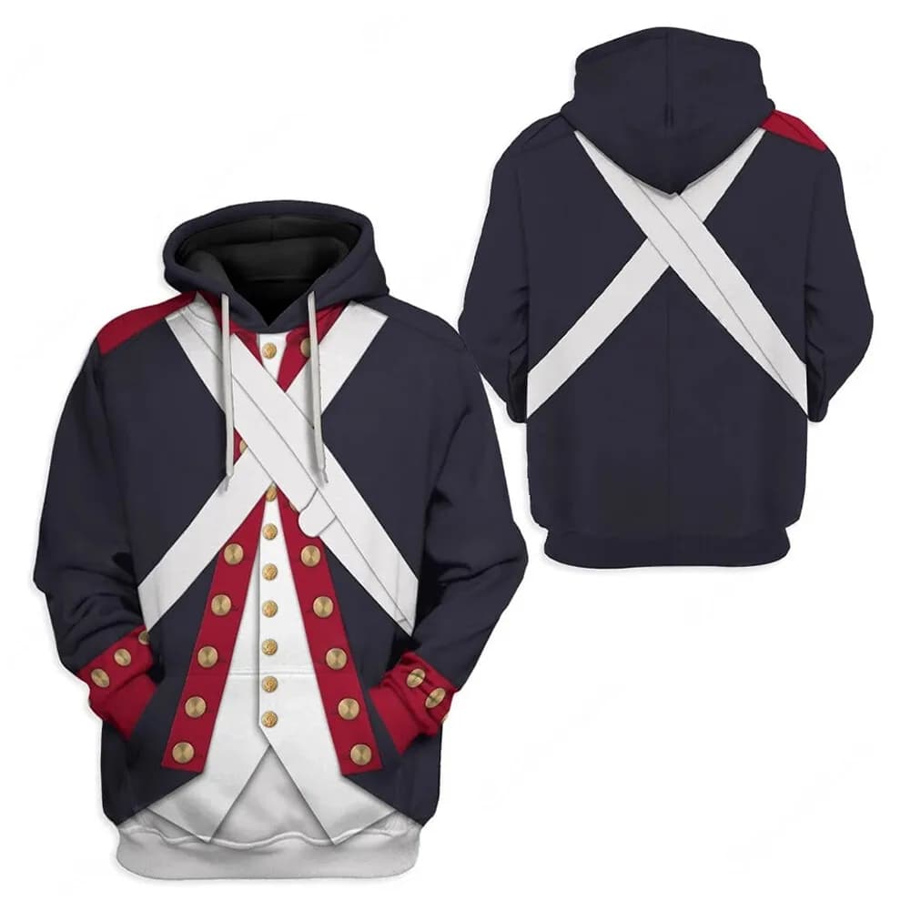 Fulujiacos Felpa con cappuccio con stampa di guerra rivoluzionaria americana Felpa con cappuccio Pullover Cappotto Jakcet