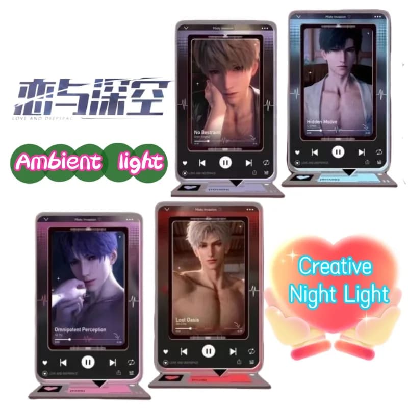 New Love and Deepspace Xavier Zayne Rafayel Sylus Creativo Cartoon Luce notturna Lampada da comodino per atmosfera camera da letto ad alto valore di colore