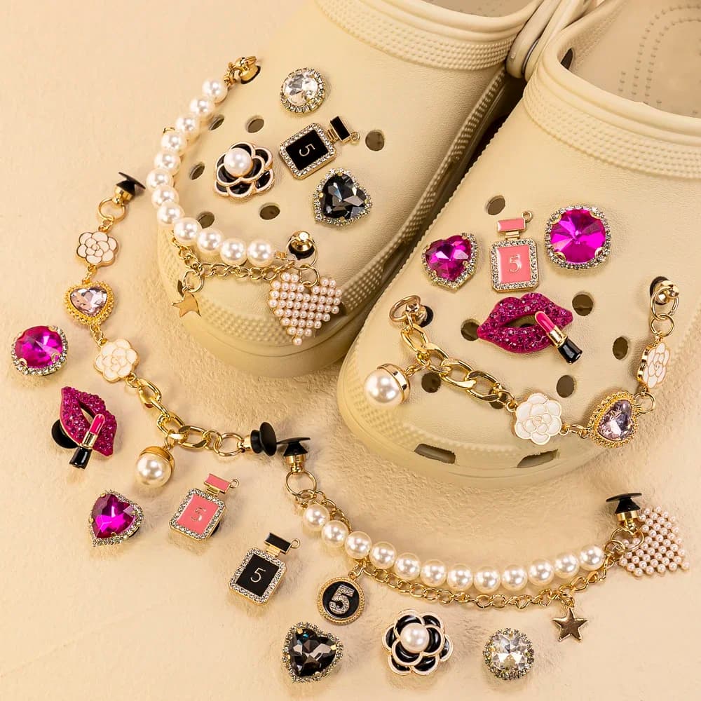 1/5 pz Perni di Metallo Scarpe di Lusso Pendenti e Ciondoli per Le Donne Favore Regali Profumo Fiore Gioielli Perle Scarpe Da Ragazza Accessori Sandali Fibbia