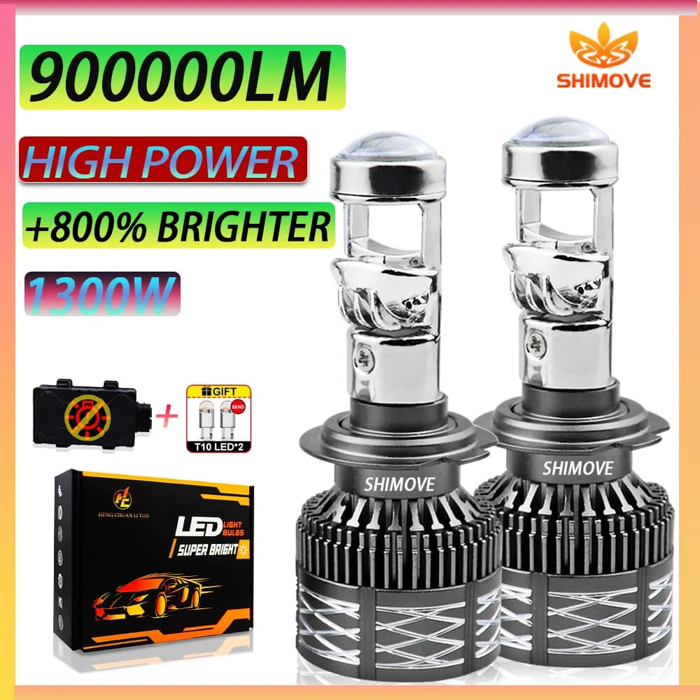 Faro LED HH7 H11 H4 con Mini Lente Proiettore 900000LM 9005 HB3 9006 HB4 H8 1300W Turbo Canbus LHD Hi/Lo Beam per Auto LED LHD