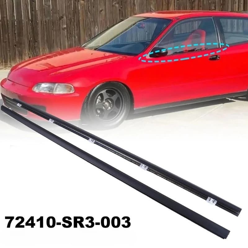 2 pz/set Auto Porta Finestra Guarnizione Striscia di Tenuta In Gomma Impermeabile per Honda Civic 1991-1995 72410‐SR3‐003 Modanatura Trim