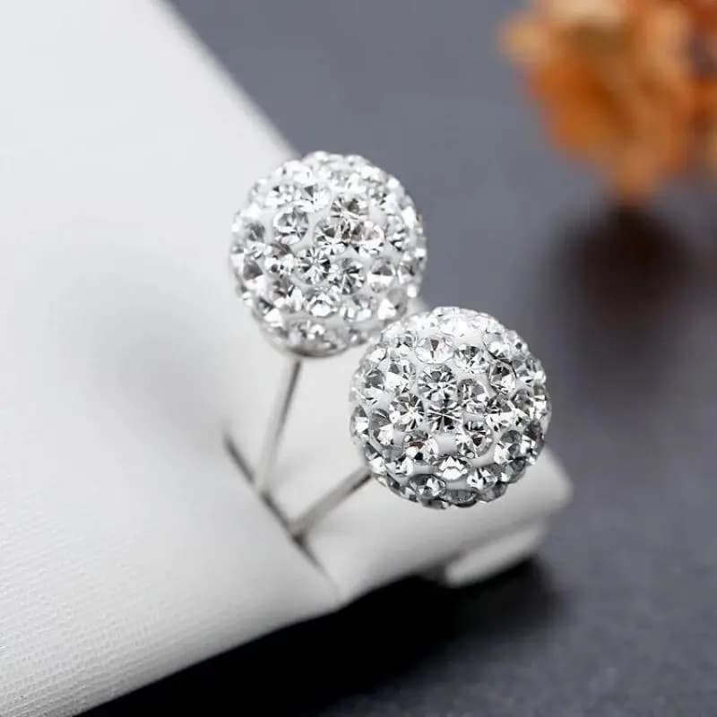 Orecchini classici in argento Sterling 925 con sfera di cristallo pieno per gioielli da donna orecchini 6 8 10 12mm orecchini a bottone a sfera Pendientes Brinco