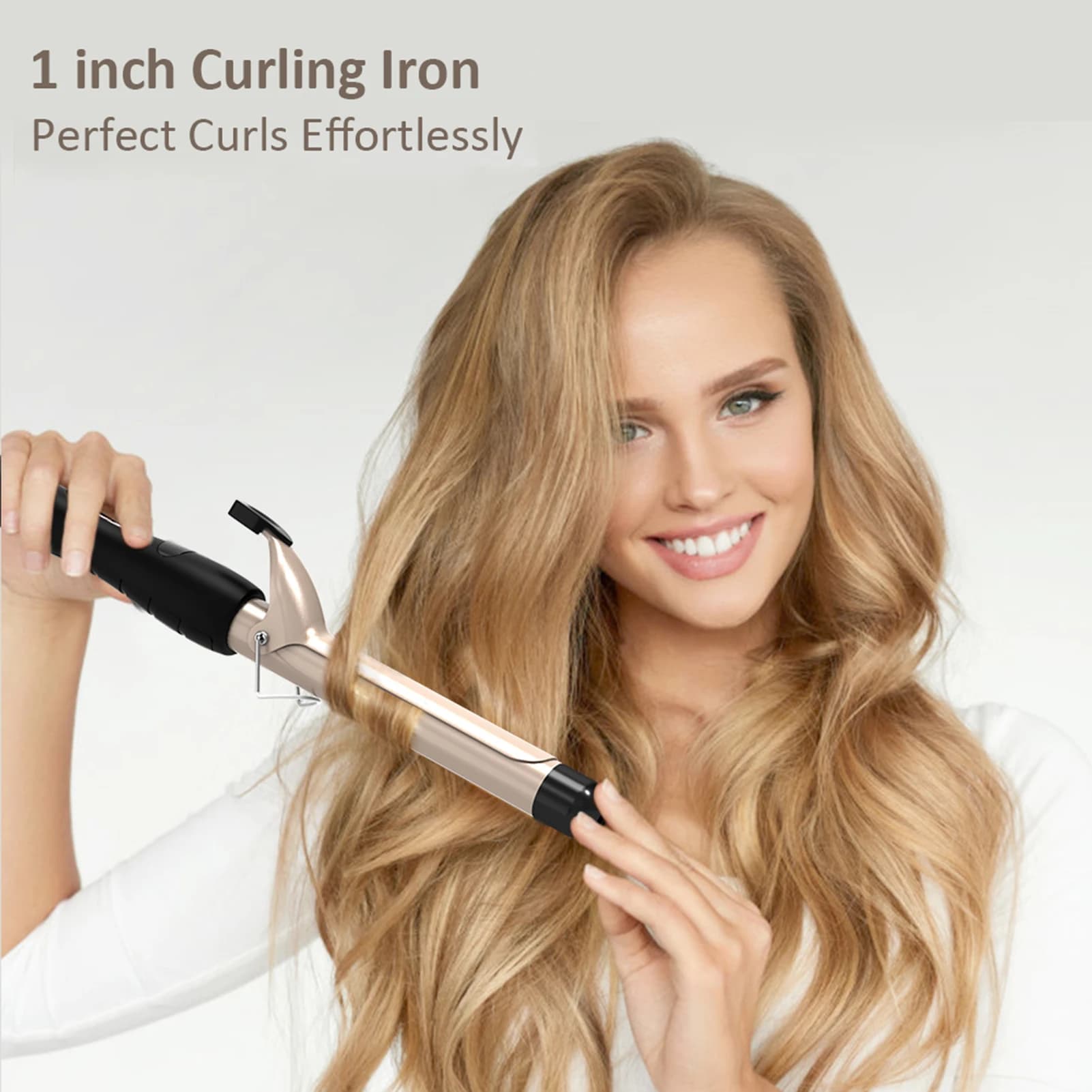 1 inch Hair Curling Iron Hair Curler Temperature Adjustable LCD Temp Display Hair Styling Tool Anti-scald Auto Shut-Off