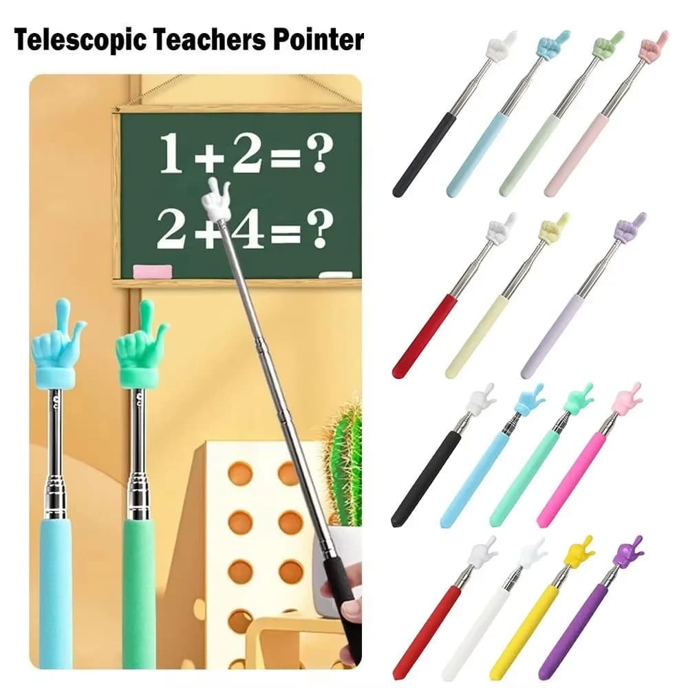 1 pz asta telescopica in acciaio inossidabile giocattoli design con le dita bastone didattico puntatore per lavagna in classe insegnanti presentatore portatile
