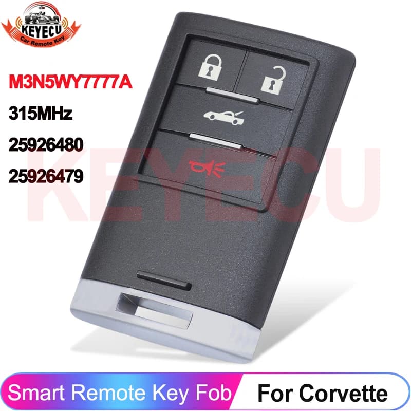 KEYECU 315MHz M3N5WY7777A per Chevrolet Corvette 2005 2006 2007 2008 2009 2010 2011 2012 2013 Chiave remota per auto 25926480 25926479