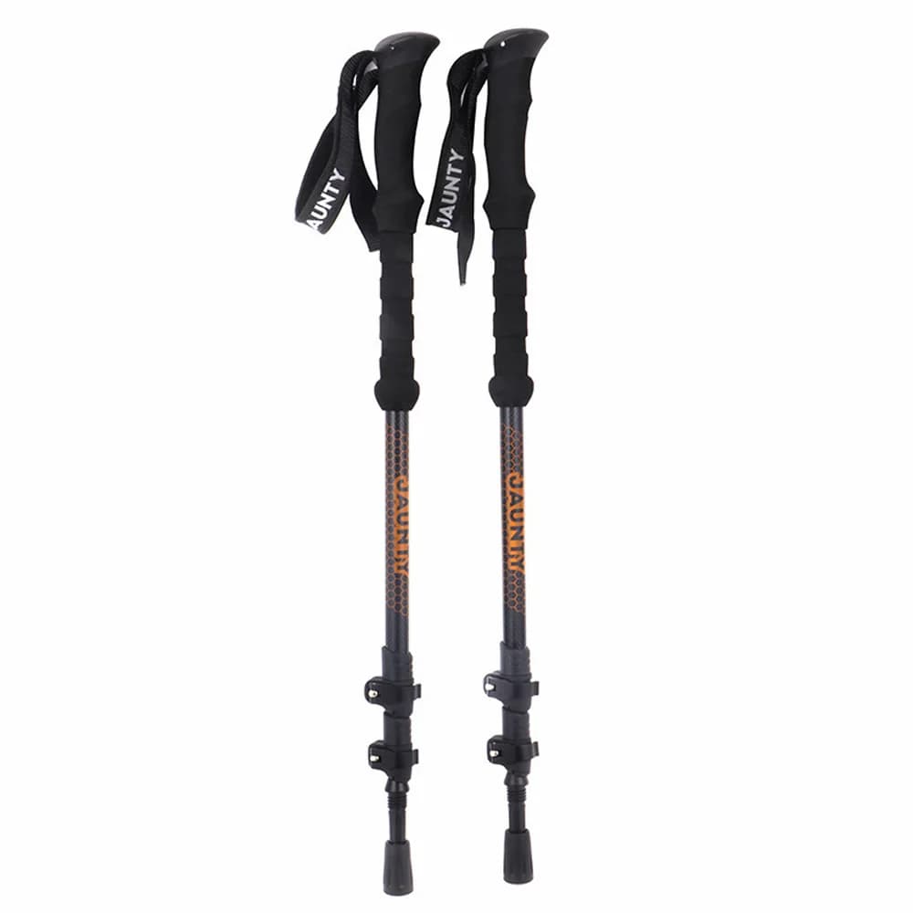 Carbon Fiber Trekking Sticks, 3 Sections Telescopic with External Block, High Strength Ultralight Hiking Sticks for Travel ZK71S