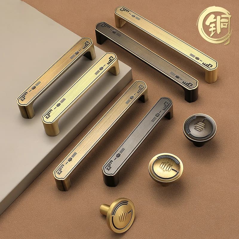 Maniglia per cassetto in rame puro bronzo antico europeo, mobile per mobili moderno e minimalista in ottone, maniglia per porta dell'armadio per mobili