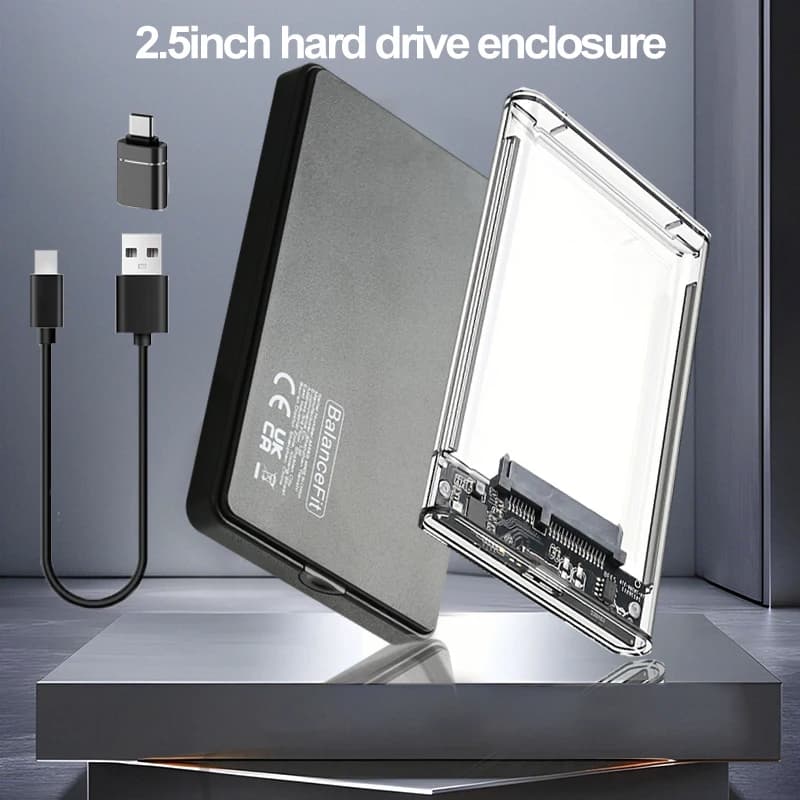 Adattatore HDD USB 3.0 / 3.1 da USB C a SATA III Custodia per disco rigido esterno trasparente gratuita da 5 Gbps Custodia per disco rigido esterno da 2,5 pollici
