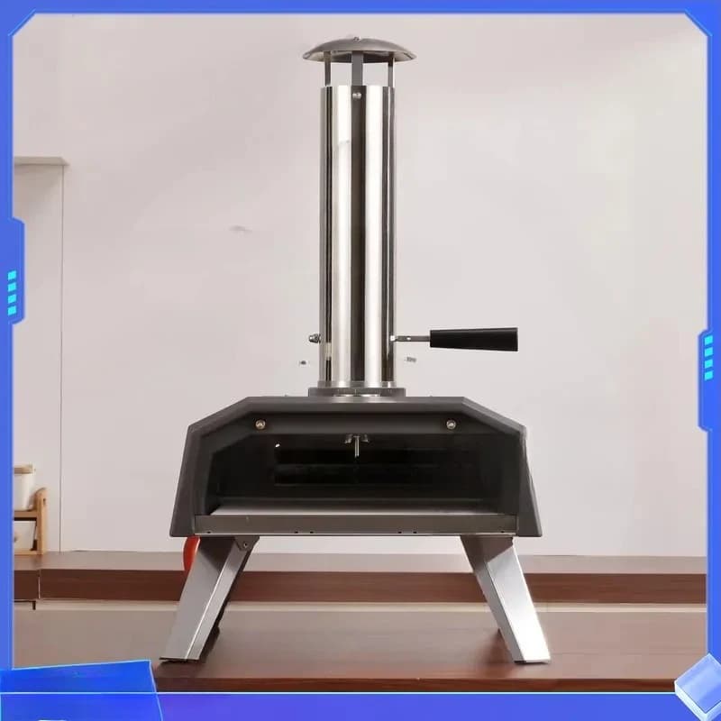 13 Inch Stainless Steel Pizza Oven for Wood Charcoal Pellets Outdoor Garden BBQ Foldable Design with Baking Stone for Terrace