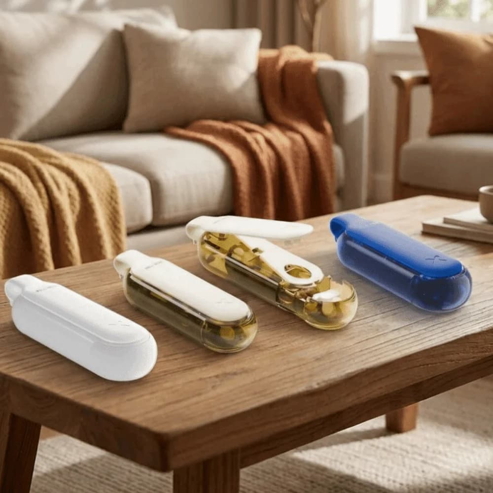 Portable Plastic Pill Extractor Mini Dust-proof Pill Taker Waterproof Slide Open Pill Container for Home
