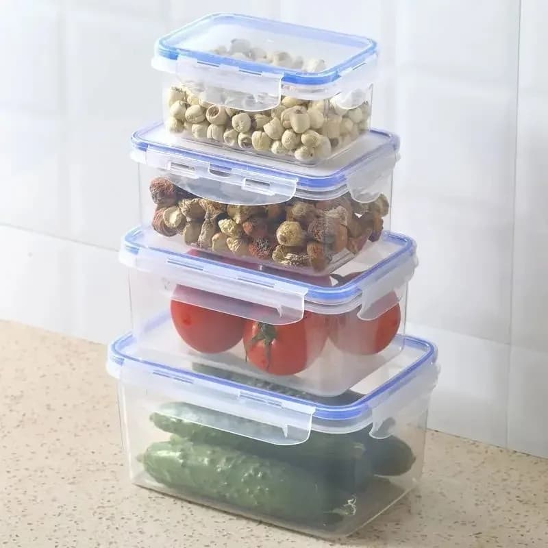 Contenitore rettangolare sigillato per frigorifero con coperchio, porta pranzo in plastica per microonde con coperchio