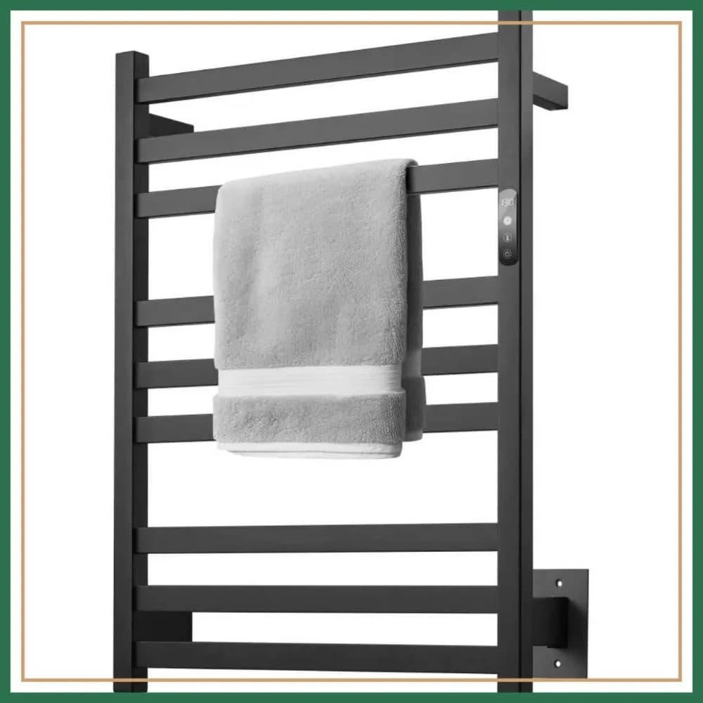 Scaldasalviette Elettrico a 9 Barre, Riscaldatore da Parete per Bagno, Timer 24H, Acciaio Inossidabile 304, Cablato/Con Collegamento alla Presa