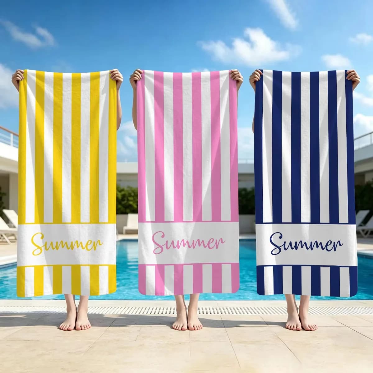 1pc Colorful Stripes Beach Towel, Great Gift for Kids and Lovers, Super Soft Quick Dry Lightweight for Travel Swimming Pool
