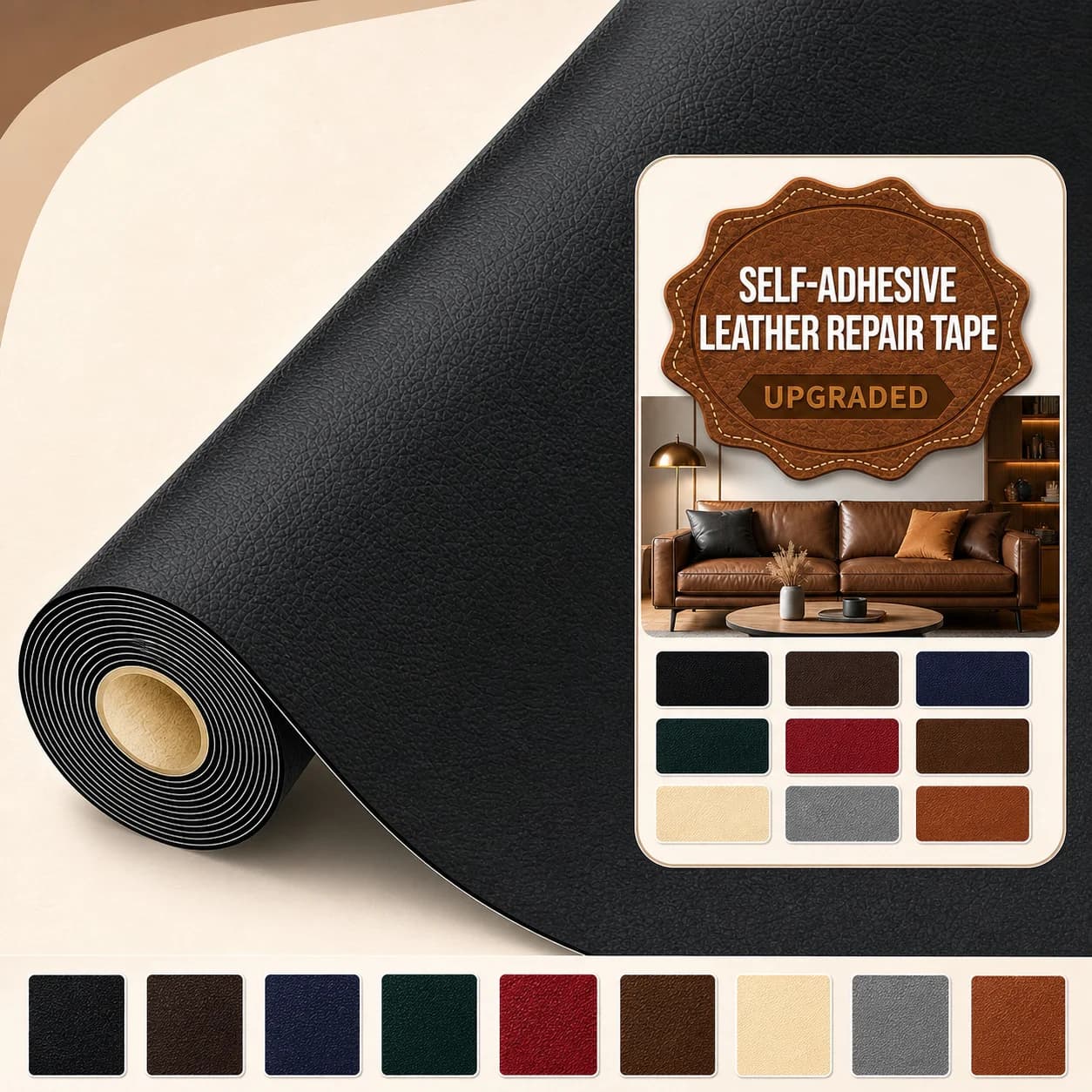 High-Viscosity Self-Adhesive Pu Leather Repair Patch, Waterproof Synthetic Leather Patch, Suitable for Sofa, Car Seats, Bags, Shoes, Furniture Renovation, Can Be DIY Cut into Leather Film