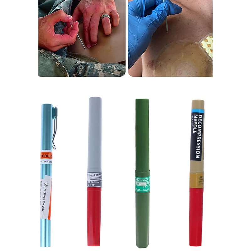 Rescue pneumotorace Needle Trauma Medical Ifak Chest catether needlecateo 50g ago decompressione Edc Kit di pronto soccorso