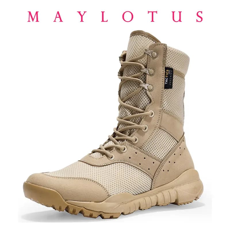2025 Stivali da combattimento Uomo Donna Arrampicata Allenamento Stivali tattici leggeri impermeabili Escursionismo all'aperto Scarpe in rete traspirante