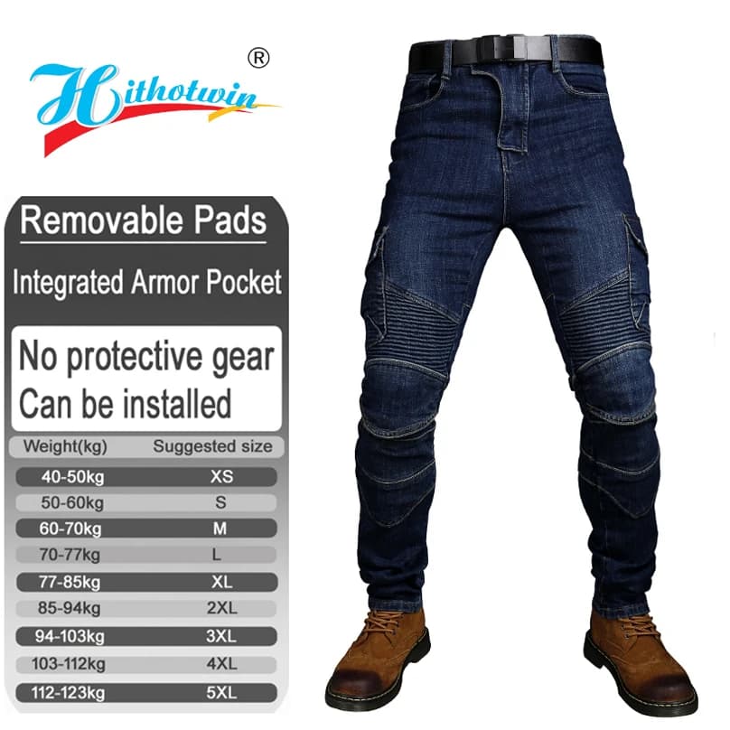 Men s Motorcycle riding jeans Blue Black Motocross pants for Safety with Armor pockets Armor Not included 06