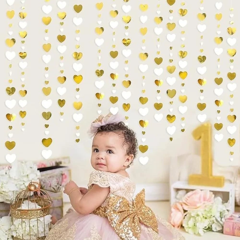 4m Hanging Love Streamer Romantic Paper Wedding Garland Glitter Easy To Install Love Heart Hanging Curtain Mothers Day