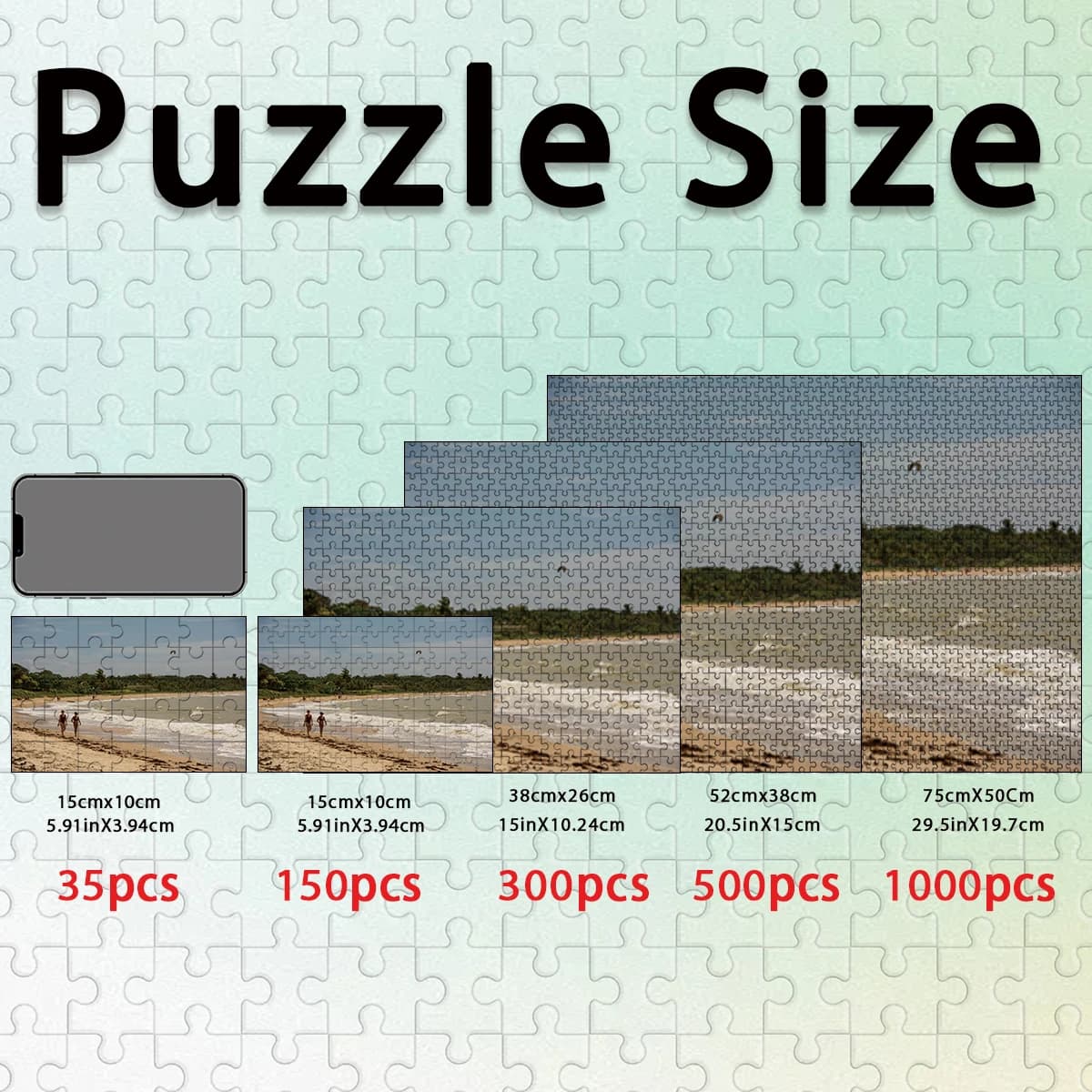 35/150/300/500pcs Beach kids Custom Photo Jigsaw puzzle Mosaic Personalized Poster For Children Toy Children Gift