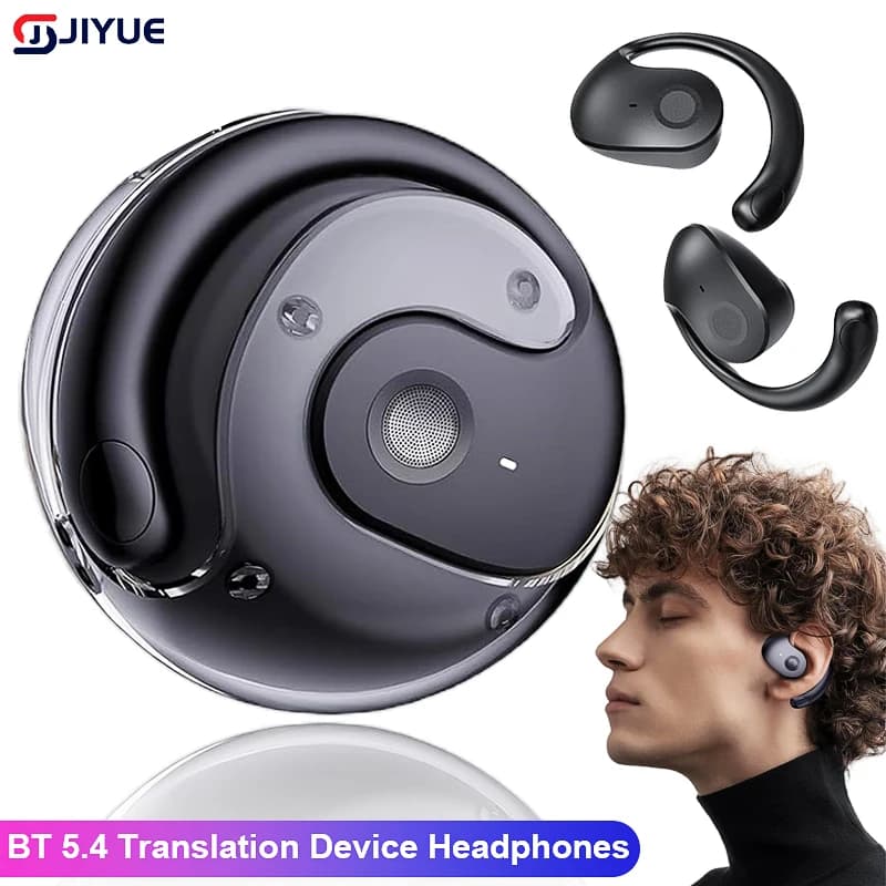 Auricolari Bluetooth 5.4 Gancio per l'orecchio Dispositivo di traduzione wireless TWS Traduttore vocale Auricolari HIFI Cuffie audio Chiamata HD intelligente