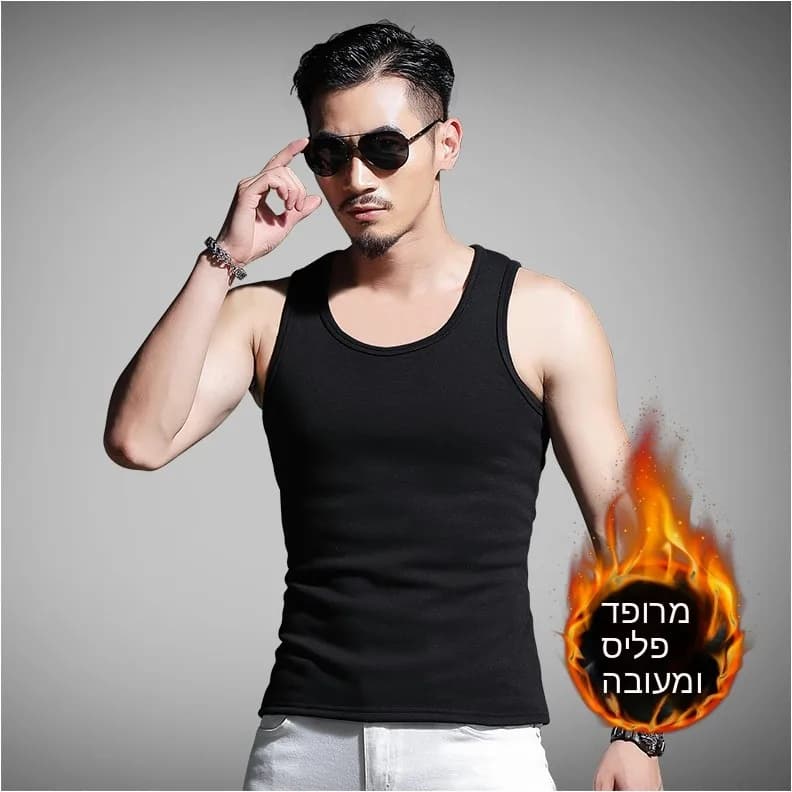 Men's Winter Warm Fleece Lined Slim Fit Thickened Vest Cotton Underwear Large Size Shoulder Pad Vest Youth Fashion Basic Style
