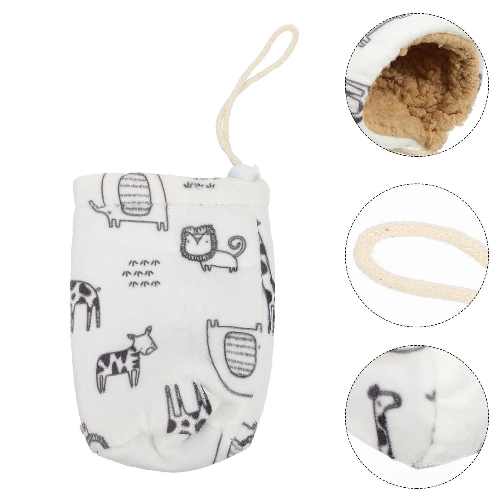 Copertura isolante per biberon, fodera in cashmere di agnello ispessita, protezione anticaduta, custodia bianca per allattamento, decorazione per passeggino da viaggio