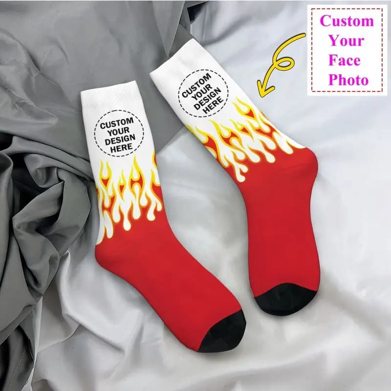 Personalizza calzini eleganti personalizzati con il tuo design per uomo e donna, calzini caldi con stampa di testo e logo personalizzato